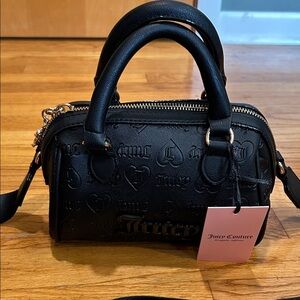 Juicy Couture Black Embossed Mini Bag Semi Charmed Satchel BRAND NEW with tags